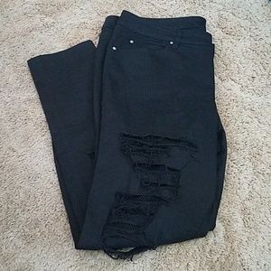 Tripp NYC Black Fishnet Ripped Jeans